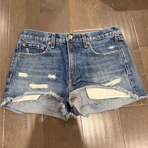 rag & bone Blue Distressed Jean Shorts